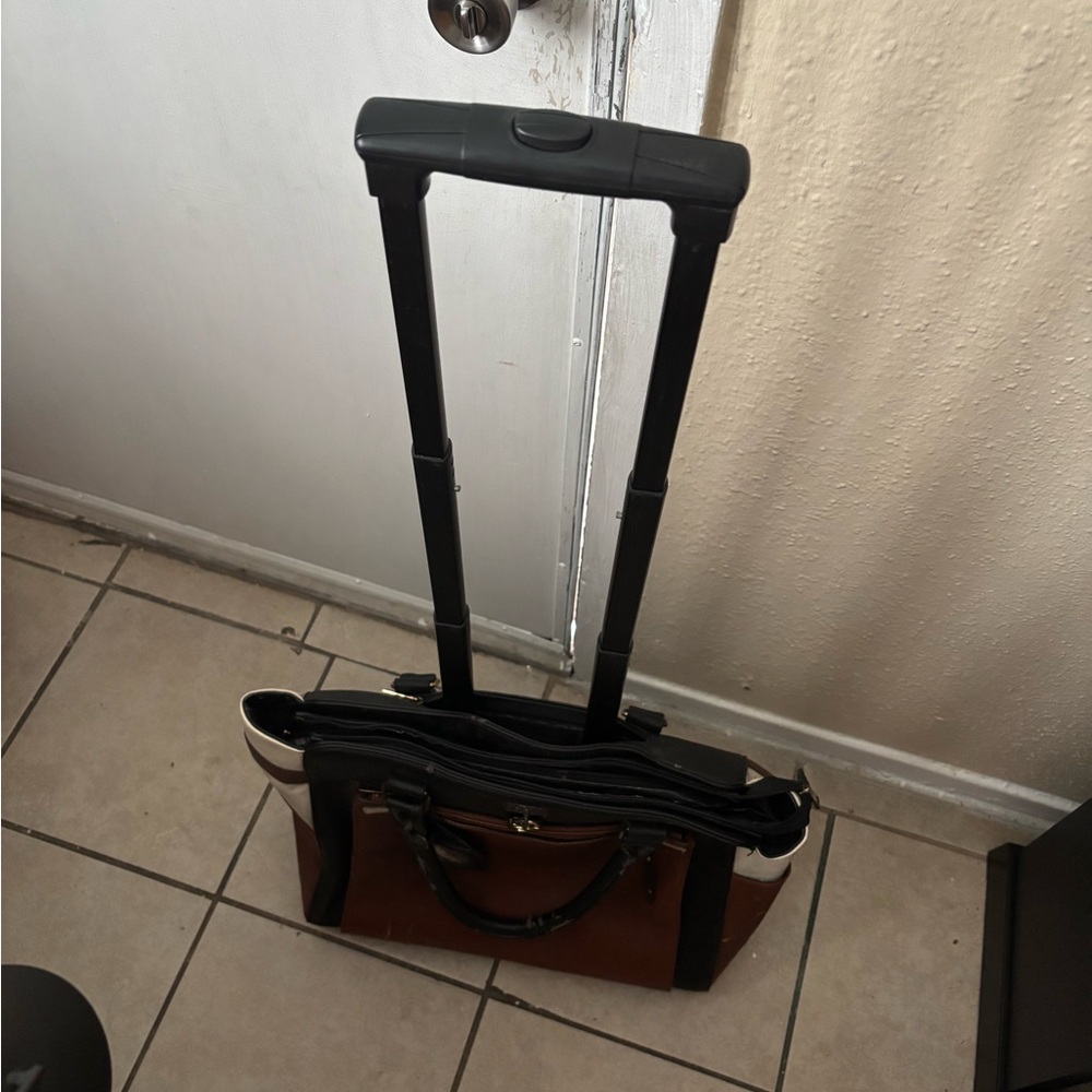 Elegant Brown and Black laptop Luggage with Telescoping Handle